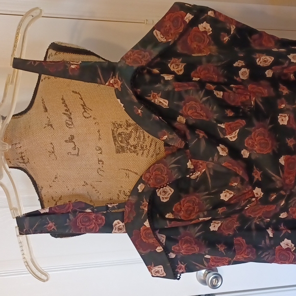 NWT Hot topic,Dark floral Retro dress with pockets 2x elastic waist in back - Picture 2 of 16